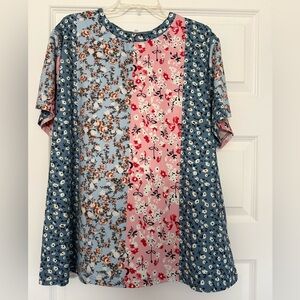 Floral Patchwork Short Sleeve Top
